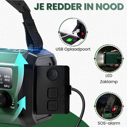 AlertPro™ Noodradio met Zaklamp, SOS en Powerbank | 10.000 mAh