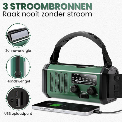 AlertPro™ Noodradio met Zaklamp, SOS en Powerbank | 10.000 mAh