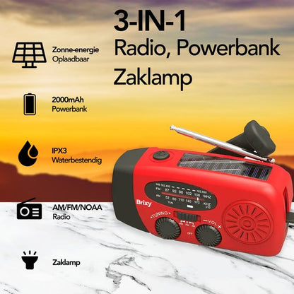 AlertPro™ Noodradio met Zaklamp en Powerbank | 2.000 mAh