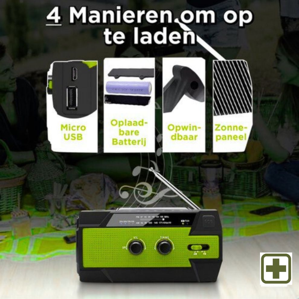 AlertPro™ Noodradio met Zaklamp, SOS en Powerbank | 4.000 mAh