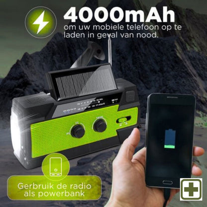 AlertPro™ Noodradio met Zaklamp, SOS en Powerbank | 4.000 mAh